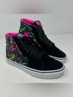 Like New - Vans Sk8-Hi Neon Paint Unisex Sneakers Black/Pink/Blue/Green High-Top